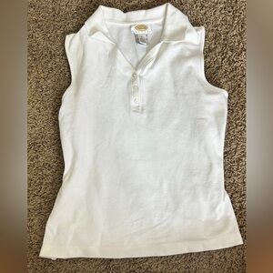 Talbots White Sleeveless Polo Tank Top